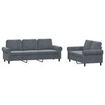 vidaXL Ensemble de canapés 2 Pièces avec coussins Gris foncé Velours