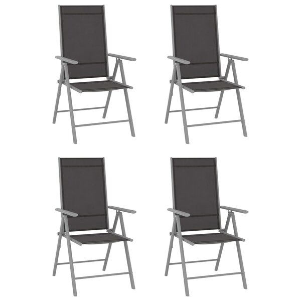 vidaXL Chaises de jardin pliables lot de 4 Textilène Noir