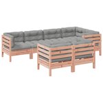 vidaXL Salon de jardin 7 Pièces et coussins bois massif sapin de douglas