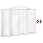 vidaXL Paniers à gabions arqués 9 Pièces 200x30x140/160 cm Fer galvanisé