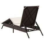 vidaXL Chaise longue avec coussin marron résine tressée