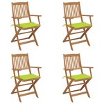 vidaXL Chaises pliables de jardin 4 Pièces avec coussins Bois d'acacia