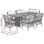 vidaXL Ensemble à manger de jardin coussins 7Pièces Noir Résine tressée