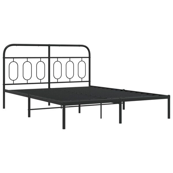 vidaXL Cadre de lit métal avec tête de lit noir 140x200 cm