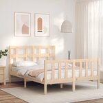 vidaXL Cadre de lit avec tête de lit 120x200 cm bois massif