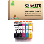 COMETE, Marque française -520XL 521XL - Pack de 5 Cartouches d'encre Compatibles avec Canon PGI-520 CLI-521 XL / 520 521XL pour imprimante PIXMA - 2 Noir +1 Cyan +1 Magenta +1 Jaune