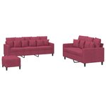 vidaXL Ensemble de canapés 3 Pièces avec coussins Rouge bordeaux Velours