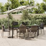 vidaXL Ensemble à manger jardin et coussins 7 Pièces Noir et gris Rotin