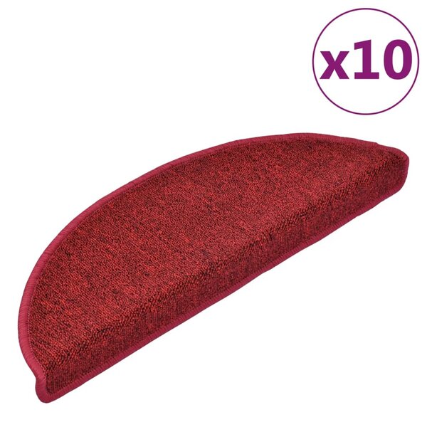 vidaXL Tapis d'escalier 10 Pièces 65x24x4 cm Rouge bordeaux