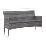 vidaXL Salon de jardin 4 Pièces avec coussins résine tressée gris