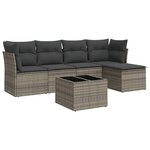 vidaXL Salon de jardin 6 Pièces avec coussins gris résine tressée