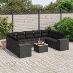 vidaXL Salon de jardin 10 Pièces avec coussins noir résine tressée