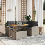vidaXL Salon de jardin 5 Pièces avec coussins gris résine tressée