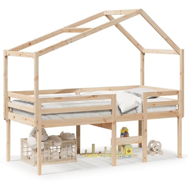 vidaXL Lit haut avec toit 90x200 cm bois de pin massif