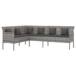 vidaXL Canapé de jardin en forme de L et coussins gris résine tressée