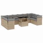 vidaXL Salon de jardin 11 Pièces avec coussins beige résine tressée