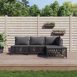 vidaXL Salon de jardin avec coussins 4 Pièces anthracite acier