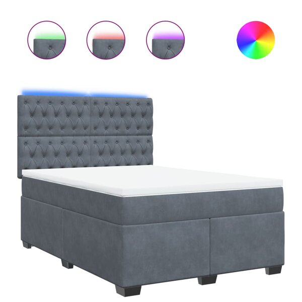 vidaXL Sommier à lattes de lit et matelas Gris foncé 160x200cm Velours