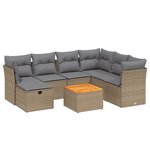 vidaXL Salon de jardin avec coussins 8Pièces mélange beige résine tressée