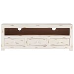 vidaXL Meuble TV Bois massif d'acacia 110x30x40 cm Blanc