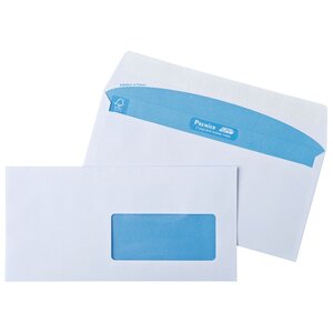 Enveloppe gpv blanche 110 x 220 mm imprimable - format dl - avec fenêtre 45 x 100 mm - boîte de 100