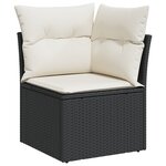 Ensemble de Canapés de Jardin de 4 Pièces avec Coussins en Rattan Poly Noir
