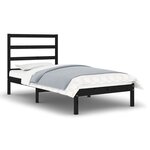 vidaXL Cadre de lit Noir Bois massif 75x190 cm Petit simple
