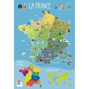 CBG Poster souple format 52 x 76cm carte de France et ses spécialités