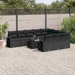 vidaXL Salon de jardin 11 Pièces avec coussins noir résine tressée