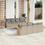 vidaXL Salon de jardin avec coussins 9 Pièces beige résine tressée