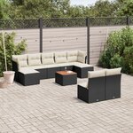 vidaXL Salon de jardin 10 Pièces avec coussins noir résine tressée