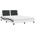 vidaXL Lit avec matelas blanc et noir 160x200 cm similicuir