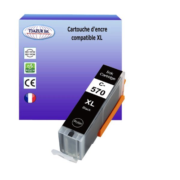 Cartouche compatible avec Canon Pixma MG5750, MG5751, MG5752, MG5753, MG6850, MG6851 remplace Canon PGI-570 XL Noire - T3AZUR