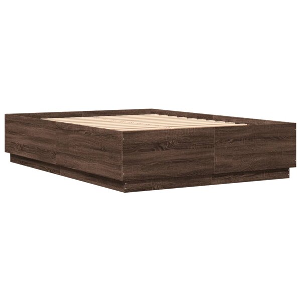 vidaXL Cadre de lit chêne marron 150x200 cm bois d'ingénierie