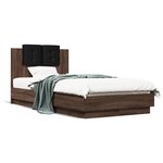 vidaXL Cadre de lit tête de lit et lumières LED chêne marron 90x190 cm