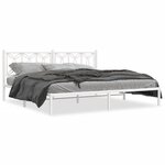 vidaXL Cadre de lit métal avec tête de lit blanc 200x200 cm