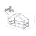 Lit cabane enfant LUCKY 120 x 180 gris clair