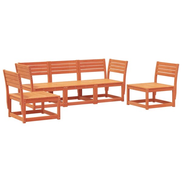 vidaXL Salon de jardin 5 Pièces cire marron bois de pin massif