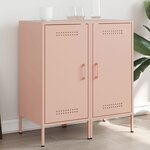 vidaXL Buffets 2 Pièces rose 36x39x79 cm acier laminé à froid