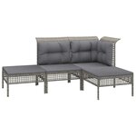 vidaXL Salon de jardin 8 Pièces avec coussins Gris Résine tressée
