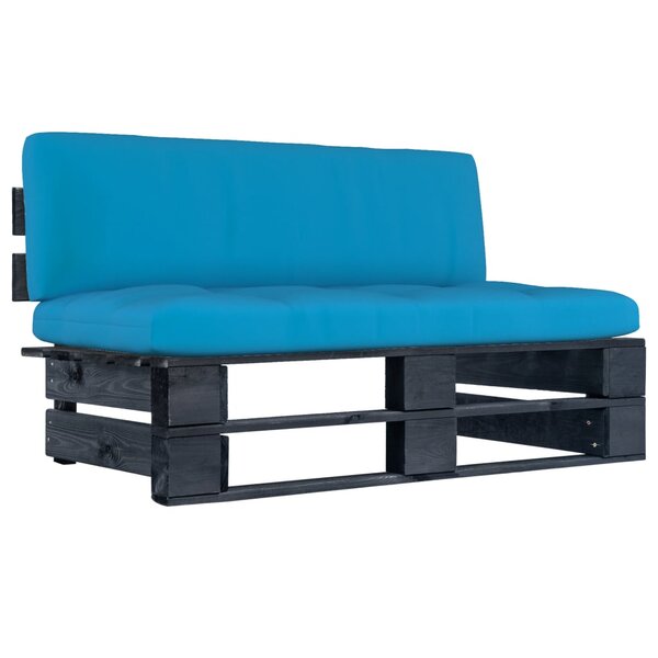 vidaXL Canapé central palette de jardin noir bois de pin imprégné