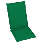 vidaXL Chaises de jardin lot de 4 avec coussins vert Bois teck solide