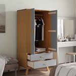 vidaXL Garde-robe OLDEN gris et marron 76 5x53x172 cm bois massif pin