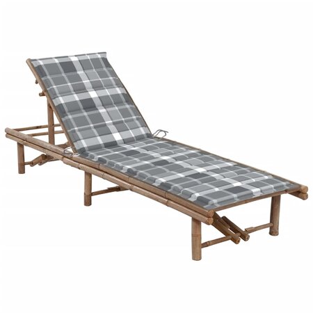 vidaXL Chaise longue de jardin avec coussin Bambou