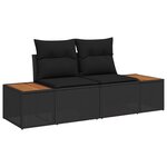 vidaXL Ensemble de Salle à Manger de Jardin 10 Pièces avec Coussins Noir en Rattan Acacia