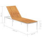 vidaXL Chaise longue avec coussin Bois d'acacia et acier inoxydable