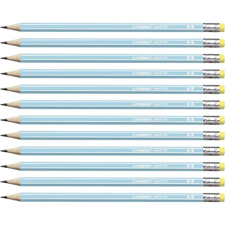Crayon graphite pencil 160 bout gomme hb - bleu clair x 12 stabilo