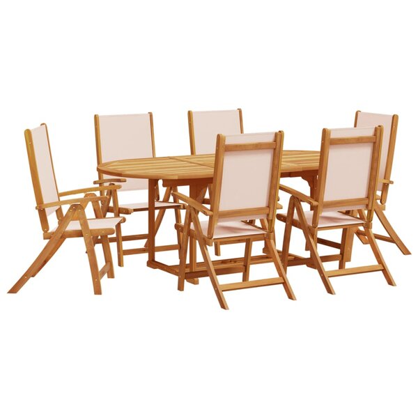 vidaXL Ensemble à manger de jardin 7Pièces bois d'acacia solide textilène
