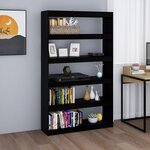 vidaXL Bibliothèque/Séparateur de pièce Noir 100x30x167 5cm Pin massif