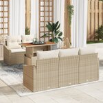 vidaXL Ensemble de salle à manger de jardin 6 pièces avec coussins - Beige - Rattan - Acacia